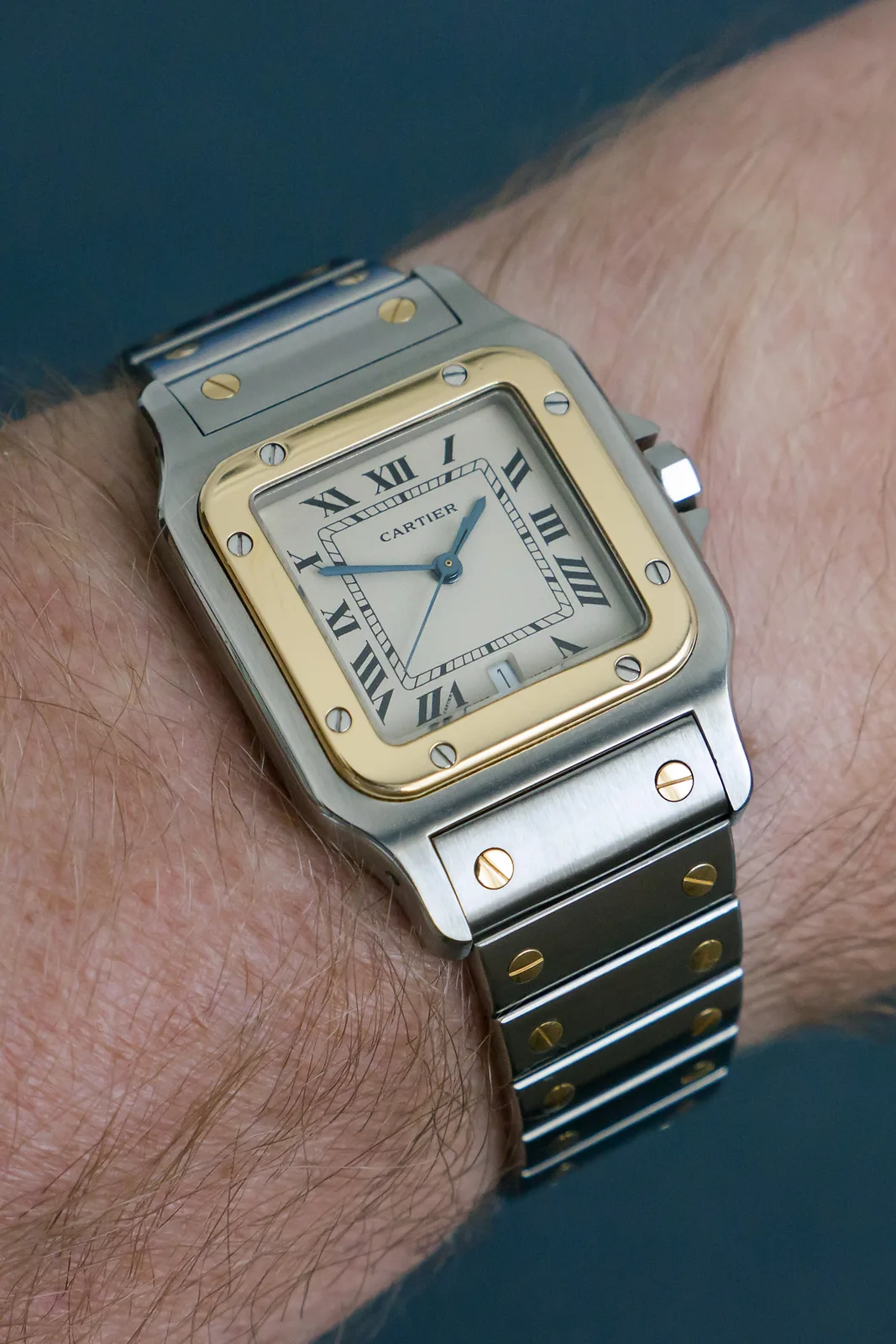 Cartier Santos Galbée, steel and gold