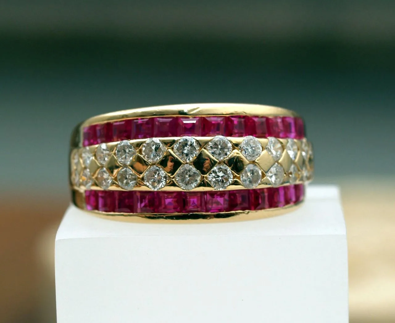A ruby and diamond line bracelet
